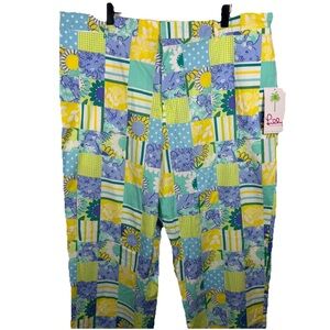 NWT VTG Lilly Pulitzer Men Miller Pant Size 40 Trophy Patch 90s Unhemmed Spring